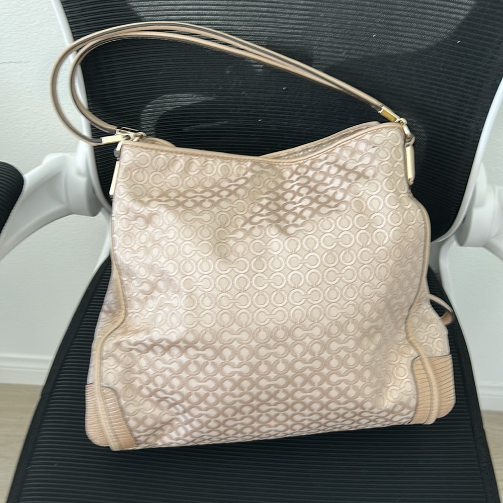Coach Beige Signature Shoulder Bag - Picture 4 of 17